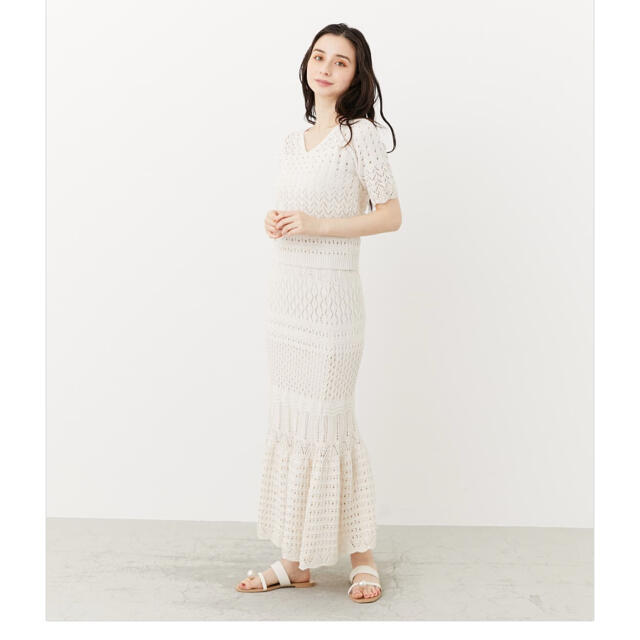 rienda(リエンダ)のクロシェマーメイドJ／W Knit SK レディースのスカート(ロングスカート)の商品写真
