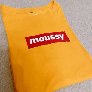 マウジー(moussy)のmoussy マウジー Tシャツ トップス F フリー イエロー オレンジ ロゴ(Tシャツ(半袖/袖なし))