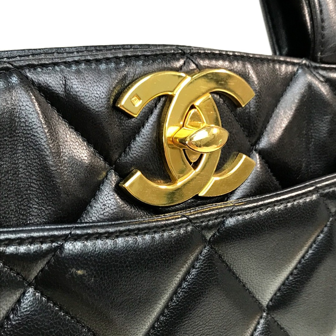 シャネル CHANEL マトラッセ キルティング CC ココマーク ハンドバッグ トートバッグ ラムスキン ブラック×ゴールド金具