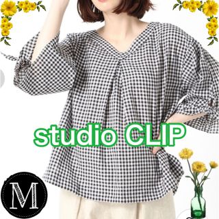 スタディオクリップ(STUDIO CLIP)の_tom様専用　studioCLIP★コットンリネンギンガム袖フレアブラウス(シャツ/ブラウス(長袖/七分))