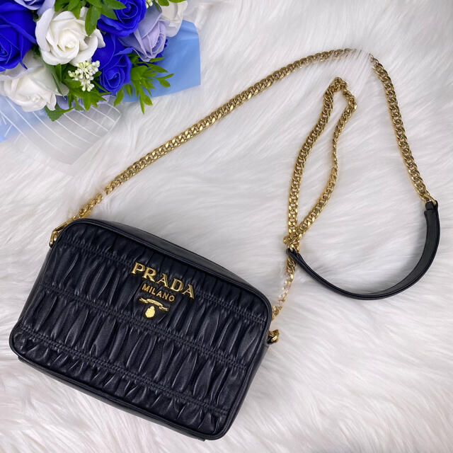 ✨美品✨PRADA プラダ ナッパ ゴーフル チェーン ショルダーバッグ