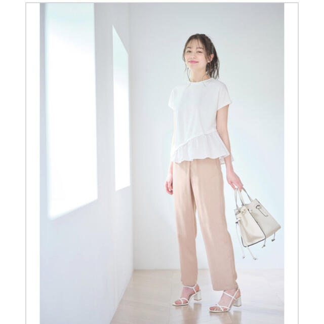 tocco(トッコ)のウエストりぼん付きリネンライクサップパンツtocco closet レディースのパンツ(カジュアルパンツ)の商品写真