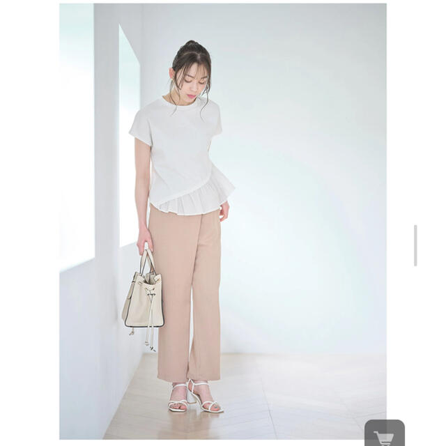 tocco(トッコ)のウエストりぼん付きリネンライクサップパンツtocco closet レディースのパンツ(カジュアルパンツ)の商品写真