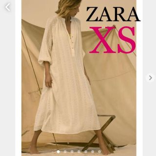 ザラ(ZARA)のZara カットワーク エンブロイダリー ミディワンピース(ロングワンピース/マキシワンピース)