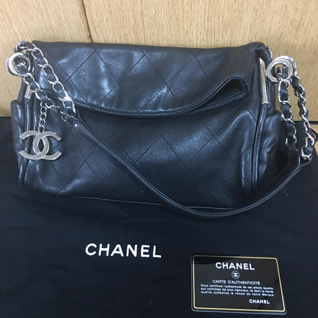 ヴィンテージシャネルCHANEL黒チェーンショルダーバッグ美品