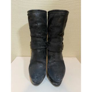 【美品】JIMMY CHOOジミーチュウ バックルベルトブーツ 黒スモーク 37靴/シューズ