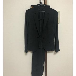 スーツカンパニー(THE SUIT COMPANY)のスーツ　パンツスーツ　黒ストライプ　セット　11号　夏　セット購入値引あり(スーツ)