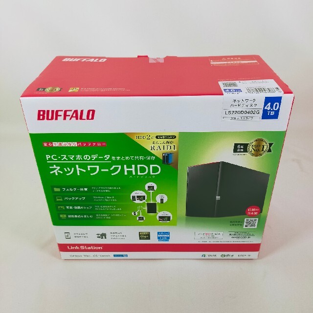 Buffalo(バッファロー)のバッファローネットワークHDDLS220D0402G スマホ/家電/カメラのPC/タブレット(PC周辺機器)の商品写真