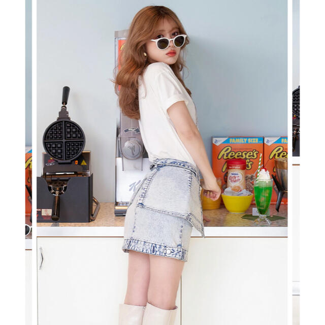 eimy istoire(エイミーイストワール)の♡ Darich ♡ Gジャンモチーフデニムスカート レディースのスカート(ミニスカート)の商品写真