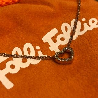 フォリフォリ(Folli Follie)のフォリフォリ　ピンクゴールドネックレス　ハート　10k 金　ダイヤモンド　美品(ネックレス)