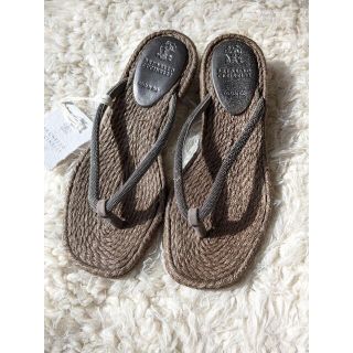 ブルネロクチネリ(BRUNELLO CUCINELLI)の【お取り置き】ブルネロクチネリ モニーレ ジュート レザー サンダル 37(サンダル)