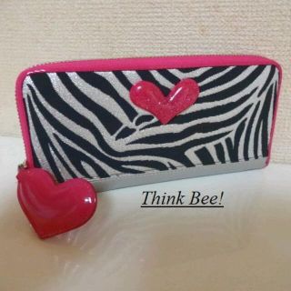 シンクビー(Think Bee!)のThink Bee!シンクビー♡ゼブラ柄立体ハートラウンドファスナー長財布(財布)