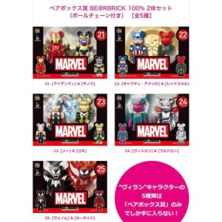 マーベル(MARVEL)の一番くじ ハッピーくじ MARVEL ベアブリック ペアボックス 全5種(キャラクターグッズ)