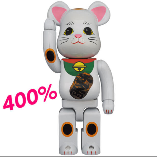 BE@RBRICK 招き猫 白メッキ 発光 400％ベアブリック