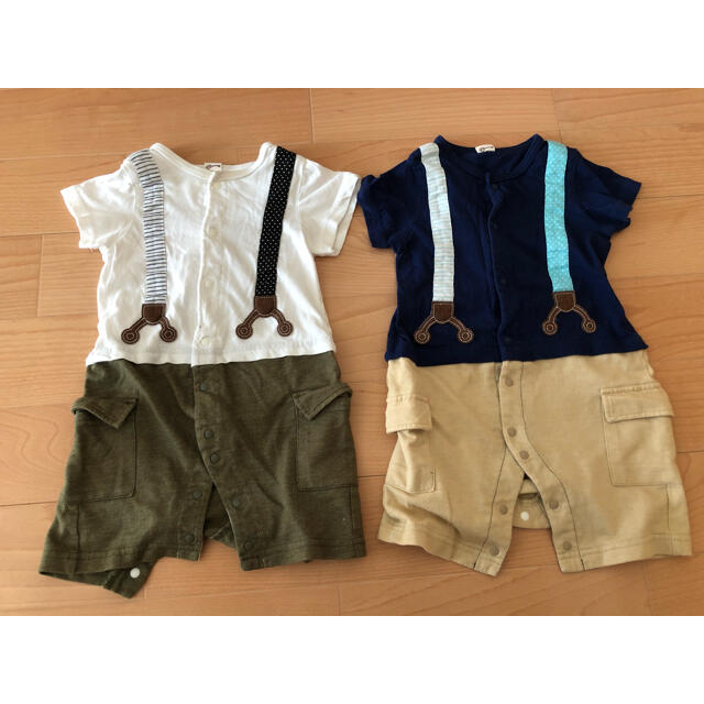 男の子双子ちゃんロンパース① キッズ/ベビー/マタニティのベビー服(~85cm)(ロンパース)の商品写真