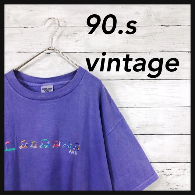 【90年代USA製】ゴルフカート刺繍　最良カラーパープル　ビックTシャツ