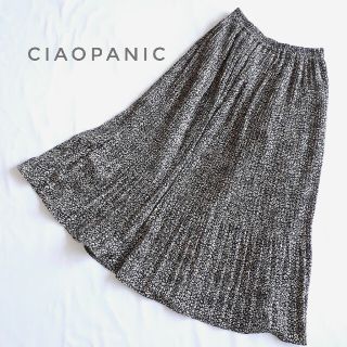 チャオパニック(Ciaopanic)のCIAOPANIC チャオパニック プリーツスカート 黒 レオパード柄 FREE(ロングスカート)