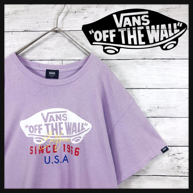 【90.s vans】希少USA製　パステルパープル　ビックロゴプリントTシャツ