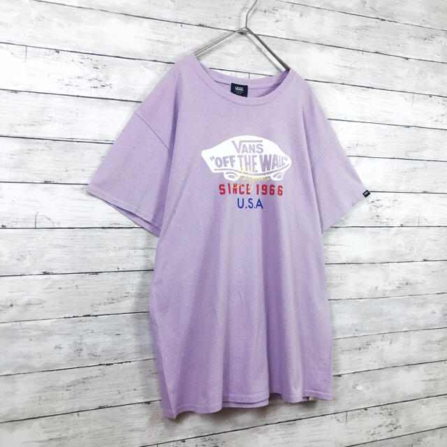 VANS(ヴァンズ)の【90.s vans】希少USA製　パステルパープル　ビックロゴプリントTシャツ メンズのトップス(Tシャツ/カットソー(半袖/袖なし))の商品写真