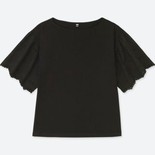 ユニクロ(UNIQLO)の【新品】ユニクロ UNIQLO レーススリーブT 黒 3XL  XXL/XL(Tシャツ(半袖/袖なし))