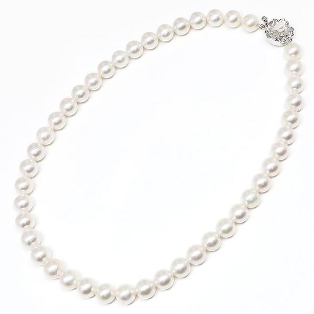 美品 真珠 パール連 パール ネックレス 珠9.3mm 約40cm - www