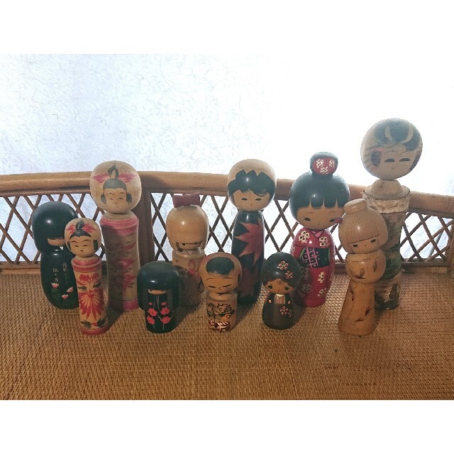 JAPANESE ANTIQUE KOKESHI DOLLSこけしセット