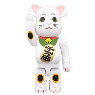 メディコムトイ(MEDICOM TOY)の値下げ交渉可！BE@RBRICK 招き猫 白メッキ 発光 400％(キャラクターグッズ)