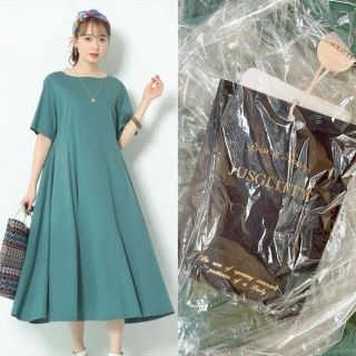 ジャスグリッティー(JUSGLITTY)の新品タグ付き JUSGLITTY 半袖フレアカットワンピース 接触冷感 Tシャツ(ロングワンピース/マキシワンピース)