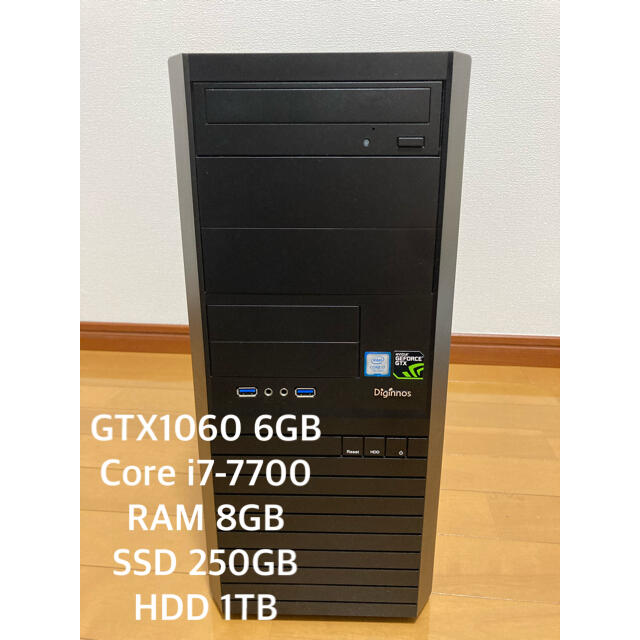【ゲーミングPC】GTX1060 6GB/Core i7-7700 スマホ/家電/カメラのPC/タブレット(デスクトップ型PC)の商品写真