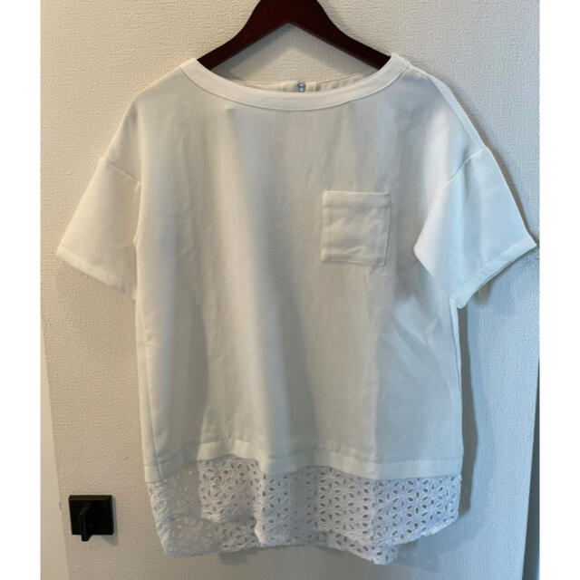 GU(ジーユー)のGU　裾レース切り替え カットソー レディースのトップス(カットソー(半袖/袖なし))の商品写真