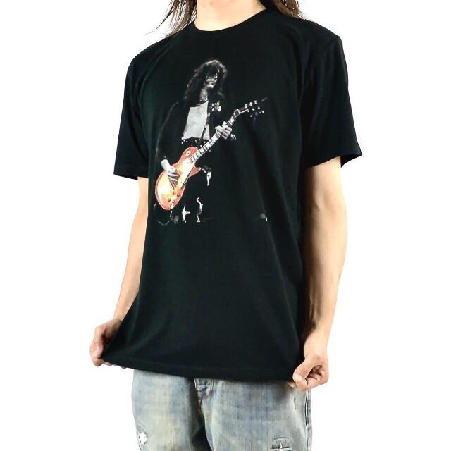 【ジミーペイジ】新品 レッドツェッペリン ギブソン レスポール 黒 Tシャツ メンズのトップス(Tシャツ/カットソー(半袖/袖なし))の商品写真