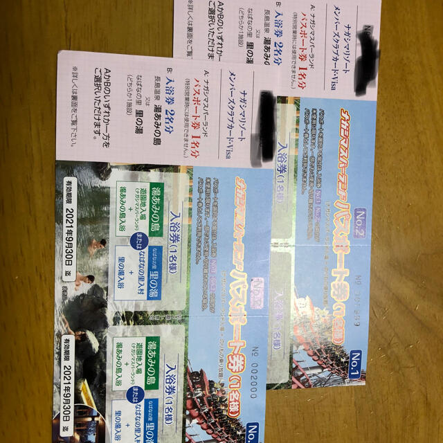 施設利用券ナガシマスパーランド　パスポート券2枚