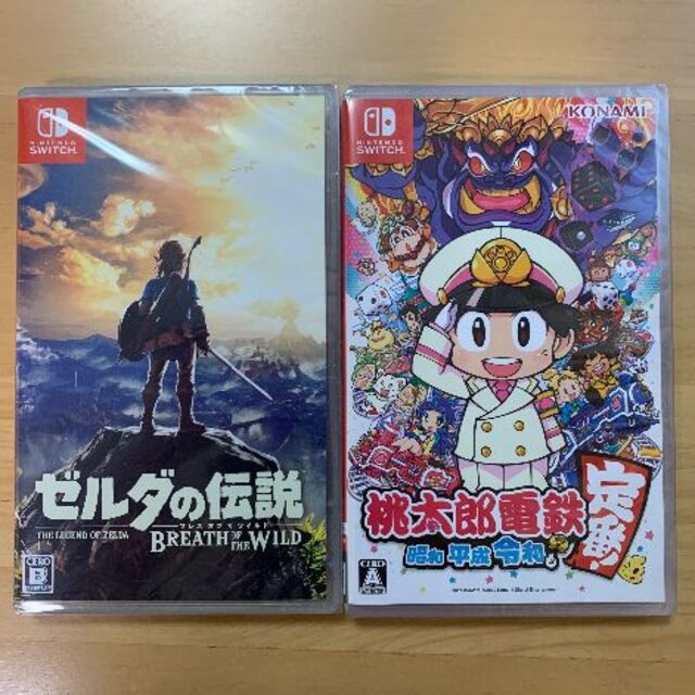 Canon(キヤノン)の新品未開封 ゼルダの伝説 ブレスオブザワイルド 桃太郎電鉄 セットSwitch エンタメ/ホビーのゲームソフト/ゲーム機本体(家庭用ゲームソフト)の商品写真