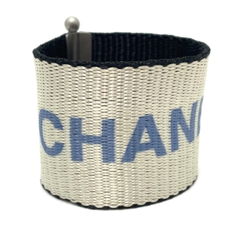 シャネル(CHANEL)のシャネル CHANEL 99S ロゴ ヴィンテージ ブレスレット ナイロン シルバー系×ブルー(ブレスレット/バングル)