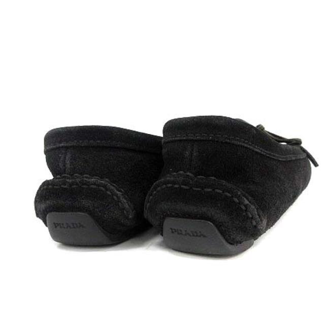 PRADA(プラダ)のプラダ モカシン ローファー スエード リボン ロゴ スクエアトゥ 36.5B レディースの靴/シューズ(ローファー/革靴)の商品写真