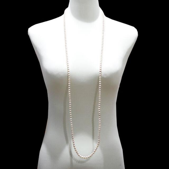 WG金具 ロング パールネックレス 約120cm 真珠連 珠6mm　 レディースのアクセサリー(ネックレス)の商品写真
