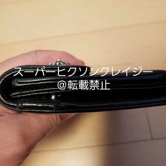 Chrome Hearts(クロムハーツ)の確実正規！クロムハーツ　クロスボタン　ヘビーレザー　ウォレット メンズのファッション小物(長財布)の商品写真