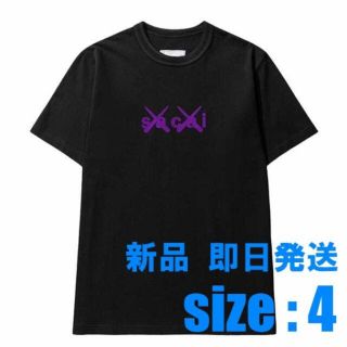 サカイ(sacai)のsacai x KAWS Flock Print T-Shirt 黒紫 サイズ4(Tシャツ/カットソー(半袖/袖なし))