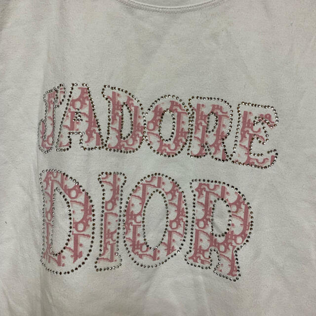 Christian Dior(クリスチャンディオール)のオールド DIOR ディオール ラインストーン トロッター柄 Tシャツ レディースのトップス(Tシャツ(半袖/袖なし))の商品写真