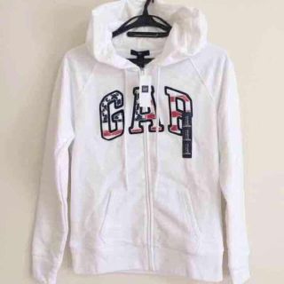 ギャップ(GAP)の土日限定価格‼️S☆新品 GAP US柄ロゴ パーカー/ホワイト(パーカー)