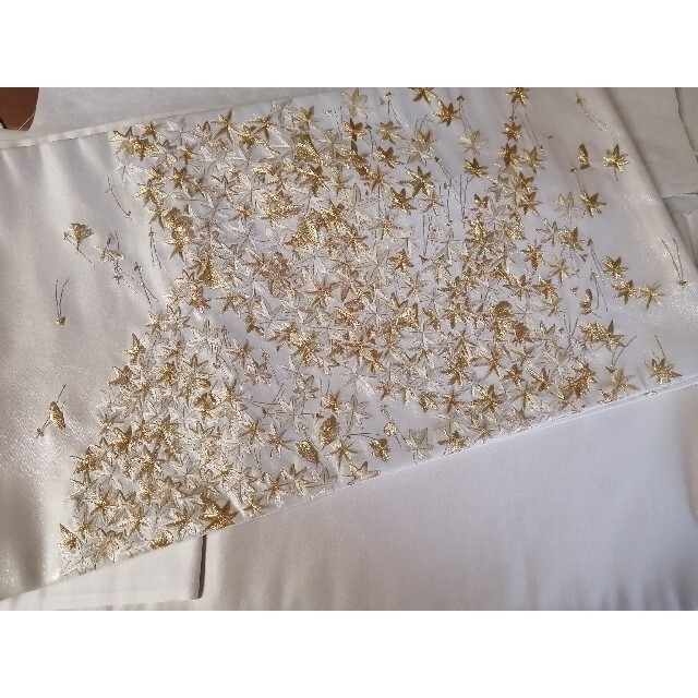 完成品 正絹 帯 紅葉 刺しゅう 金 白 帯 - www.centroitaca.it