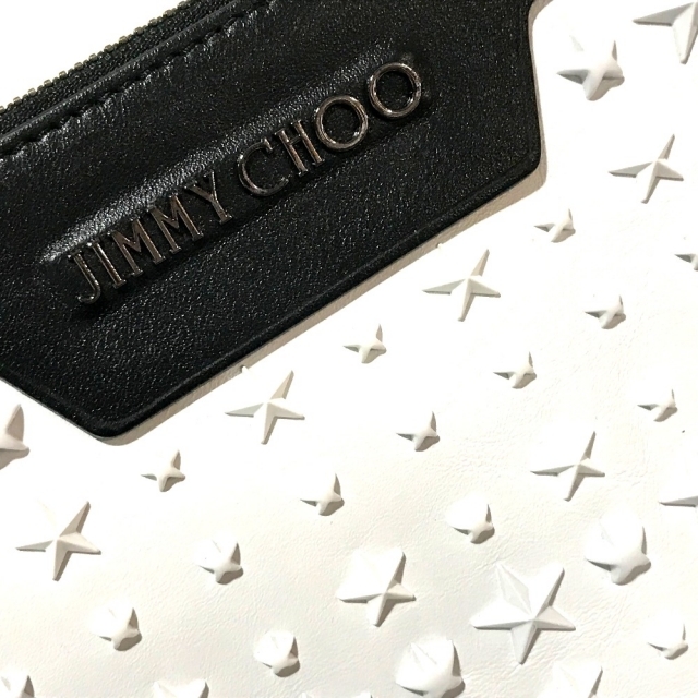 ジミーチュウ JIMMY CHOO DEREK(デレク) スタースタッズ セカンドバッグ クラッチバッグ レザー ホワイト×ブラック 未使用