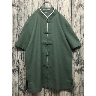 チャイナシャツ 半袖カーキ china shirt khaki(シャツ)