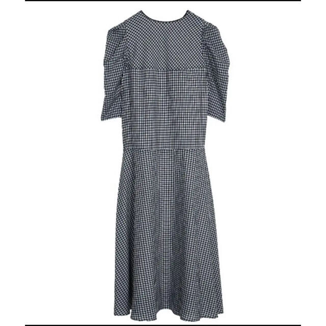 Ameri◆LACEY CHECK PUFF DRESS パープル M