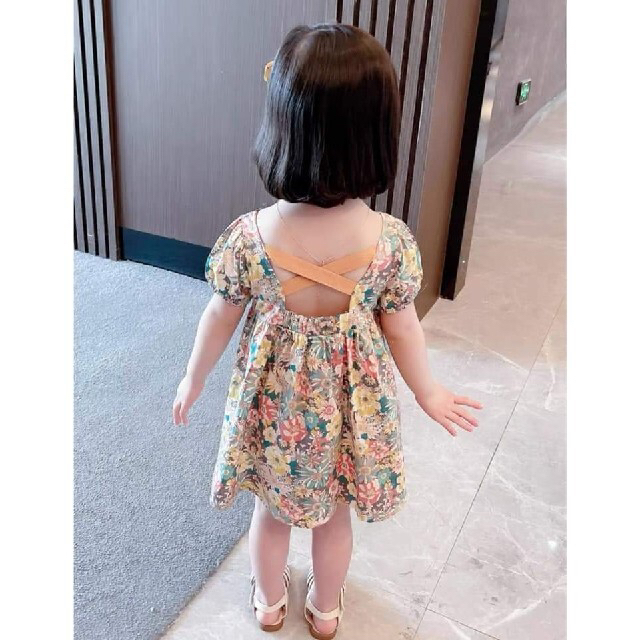 花柄 ワンピース 90 ボタニカル  スカート キッズ/ベビー/マタニティのキッズ服女の子用(90cm~)(ワンピース)の商品写真