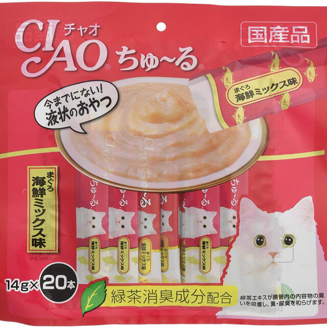 チャオ 猫用おやつ ちゅーる まぐろ 海鮮ミックス味 14g×20本入×12袋