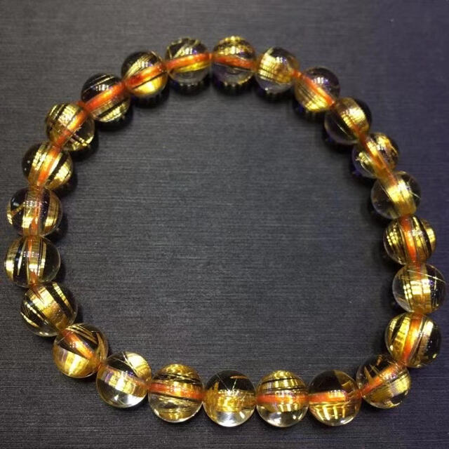 高級】天然 ゴールドタイチンルチル クォーツ ブレスレット 7.5mm