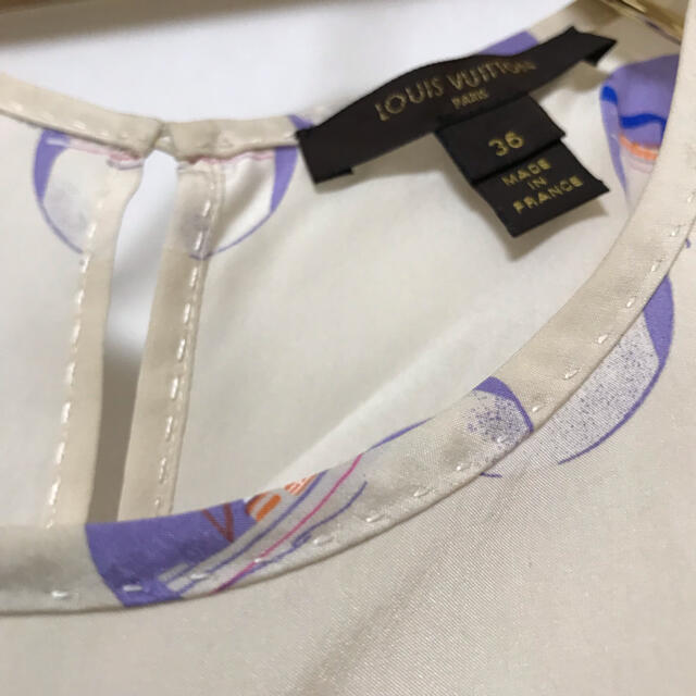 LOUIS VUITTON フランス製 シルクノースリーブトップス 船プリント