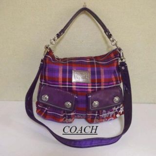 コーチ(COACH)のCOACHコーチ♡ポピー　タータングラム2wayショルダーバッグ(ショルダーバッグ)