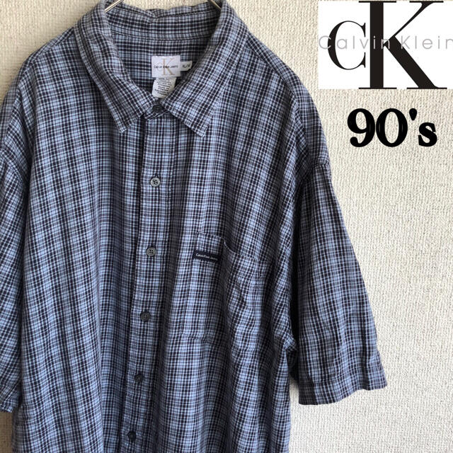 Calvin Klein(カルバンクライン)の90s calvin klein Jeans 半袖　チェック　シャツ　XLサイズ メンズのトップス(シャツ)の商品写真